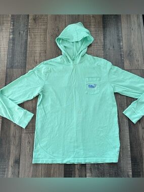 Vineyard Vines Long Sleeve Whale Lightweight Green & Blue Hoodie Youth XL